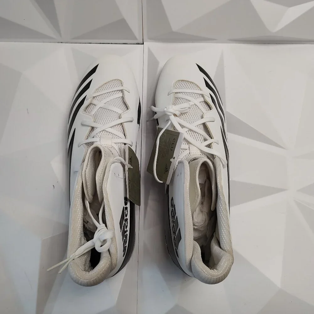 Adidas Mens Football Cleats 17 White Black Shoe Lacrosse High Molded Athletic - Picture 4 of 11